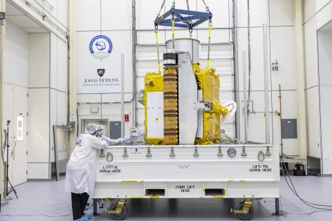 The DART spacecraft placed in its specialize container