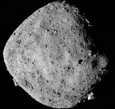Image of asteroid Bennu in space