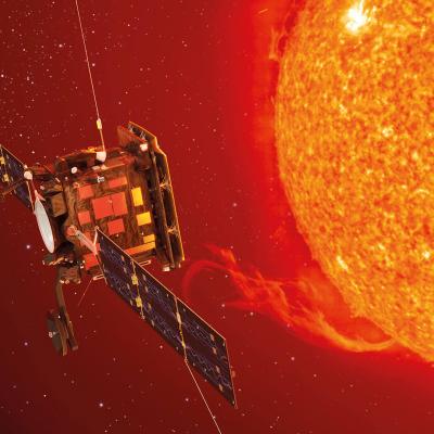 Solar Orbiter in space around the Sun