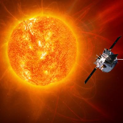 ACE spacecraft with ULEIS instrument in space around Sun
