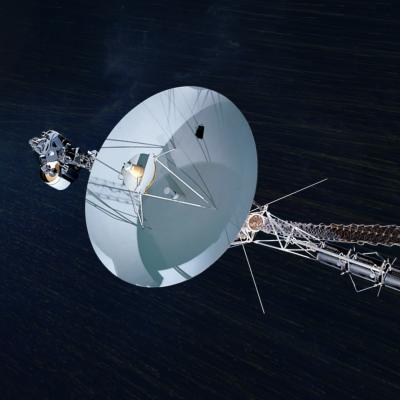 Voyager spacecraft with Low-energy Charged Particle instrument in solar wind